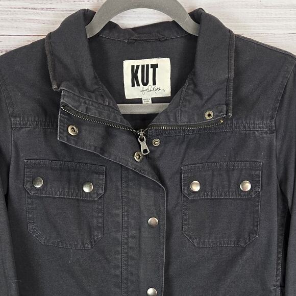 Kut from the Kloth M Dark Gray Barn Chore Coat Cotton Jacket Utility Indie Moto - Picture 4 of 11